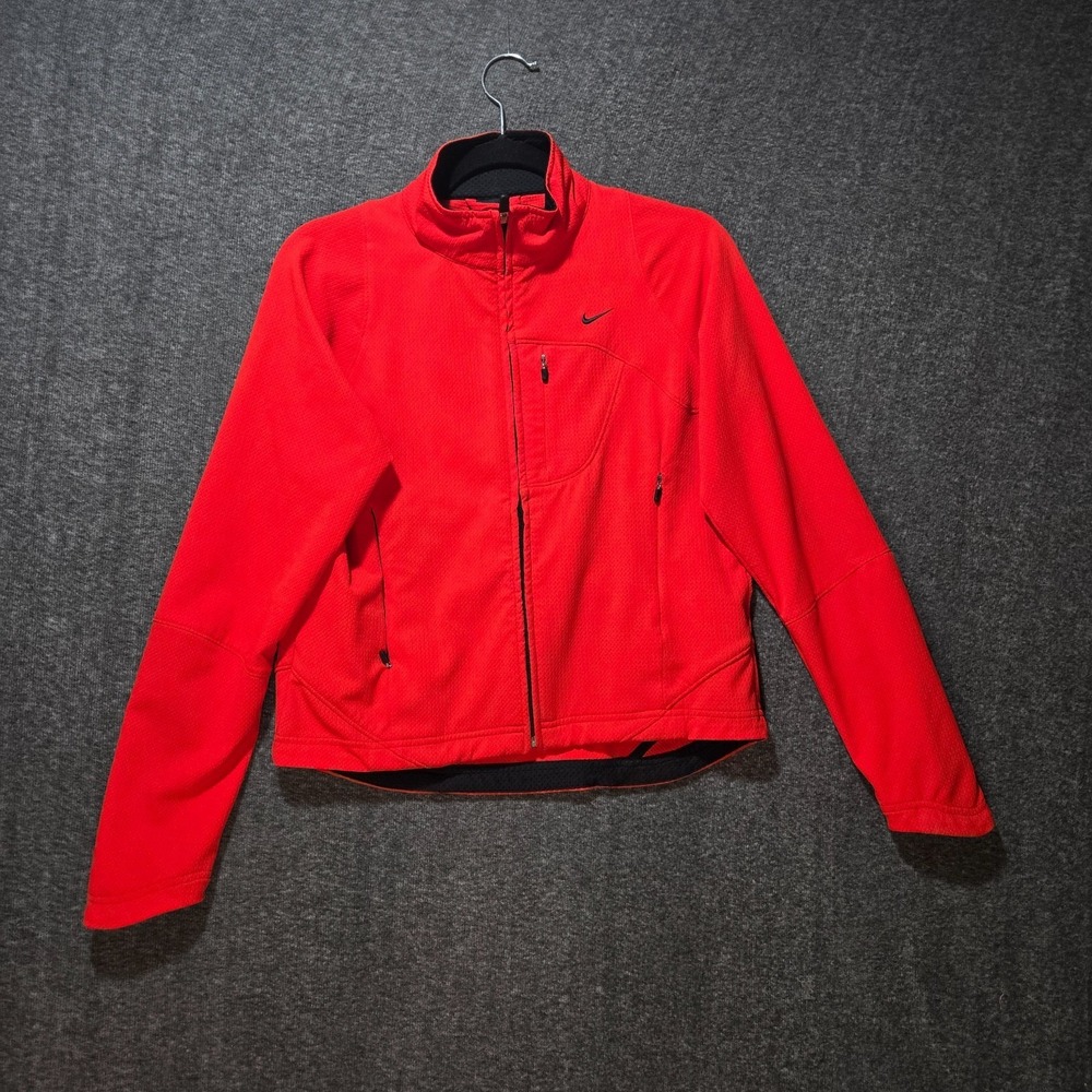 Nike Sphere Dry Womens S‎ (4-6) Full Zip Red Light Weight Jacket Zip Sleeves